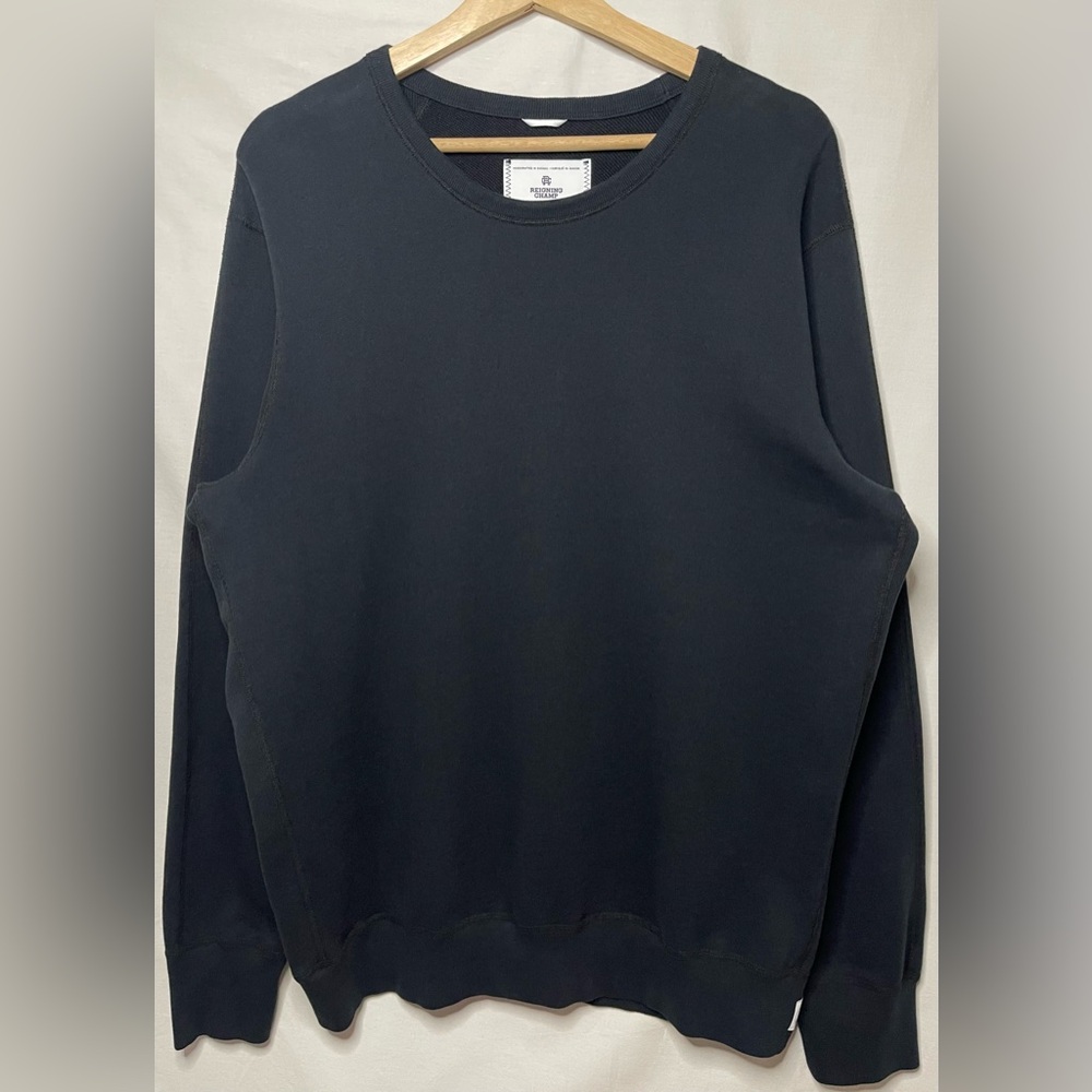 Reigning Champ Classic Crew Neck Black Sweater, Size XL, Length 29 inches